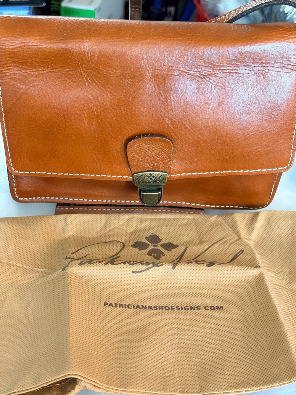 Patricia Nash Cognac Leather Messenger Crossbody